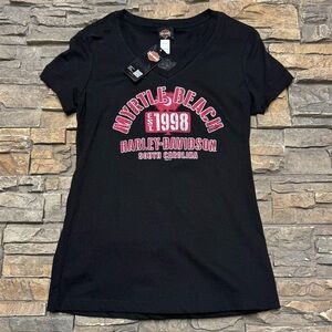 NEW Harley Davidson Myrtle Beach Shirt Women’s XS Black Short Sleeve Motorcycle